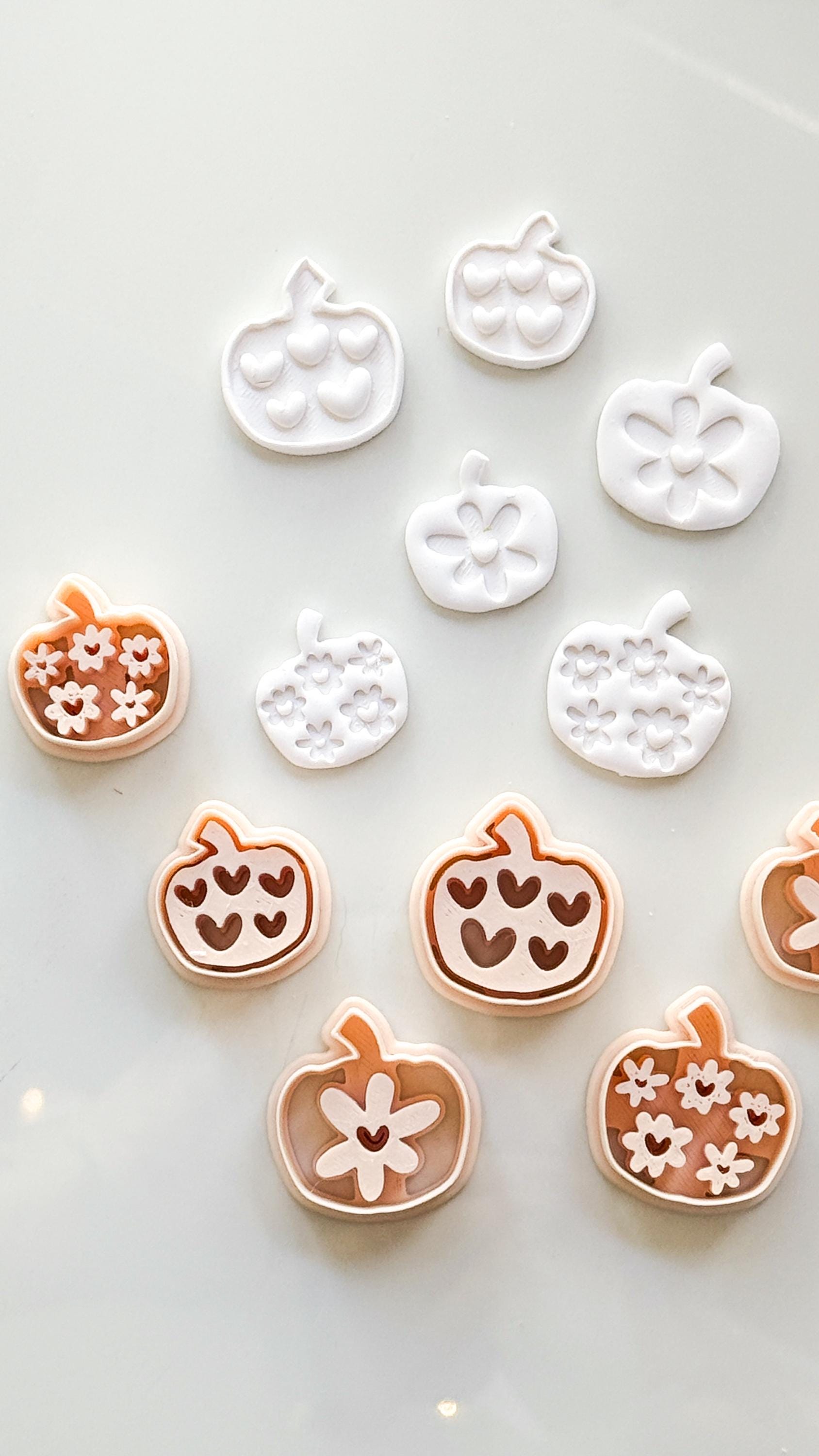 Pretty Pumpkins Cutter Set: Floral and Heart Pumpkin Shapes for Polymer Clay