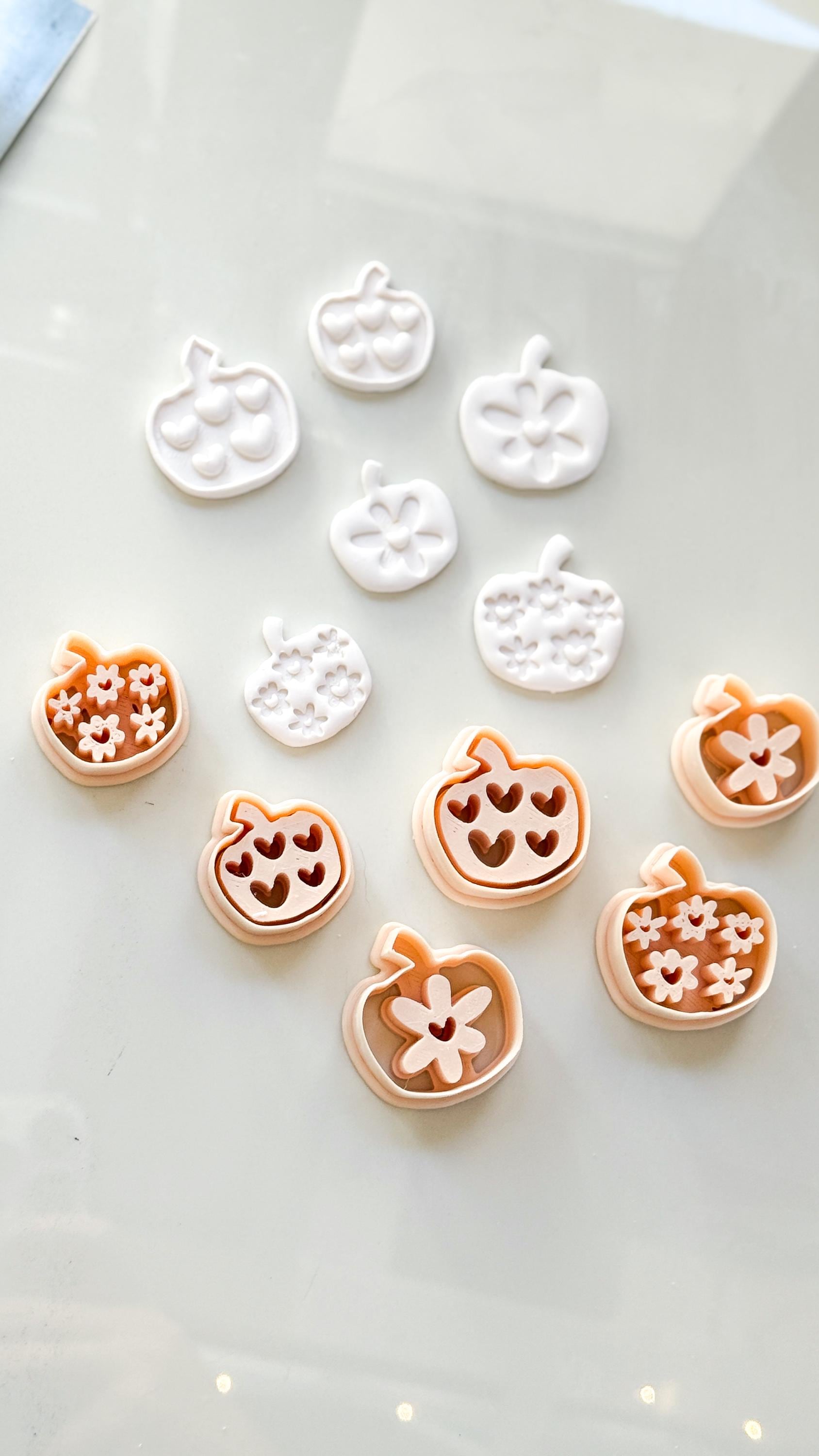 Pretty Pumpkins Cutter Set: Floral and Heart Pumpkin Shapes for Polymer Clay