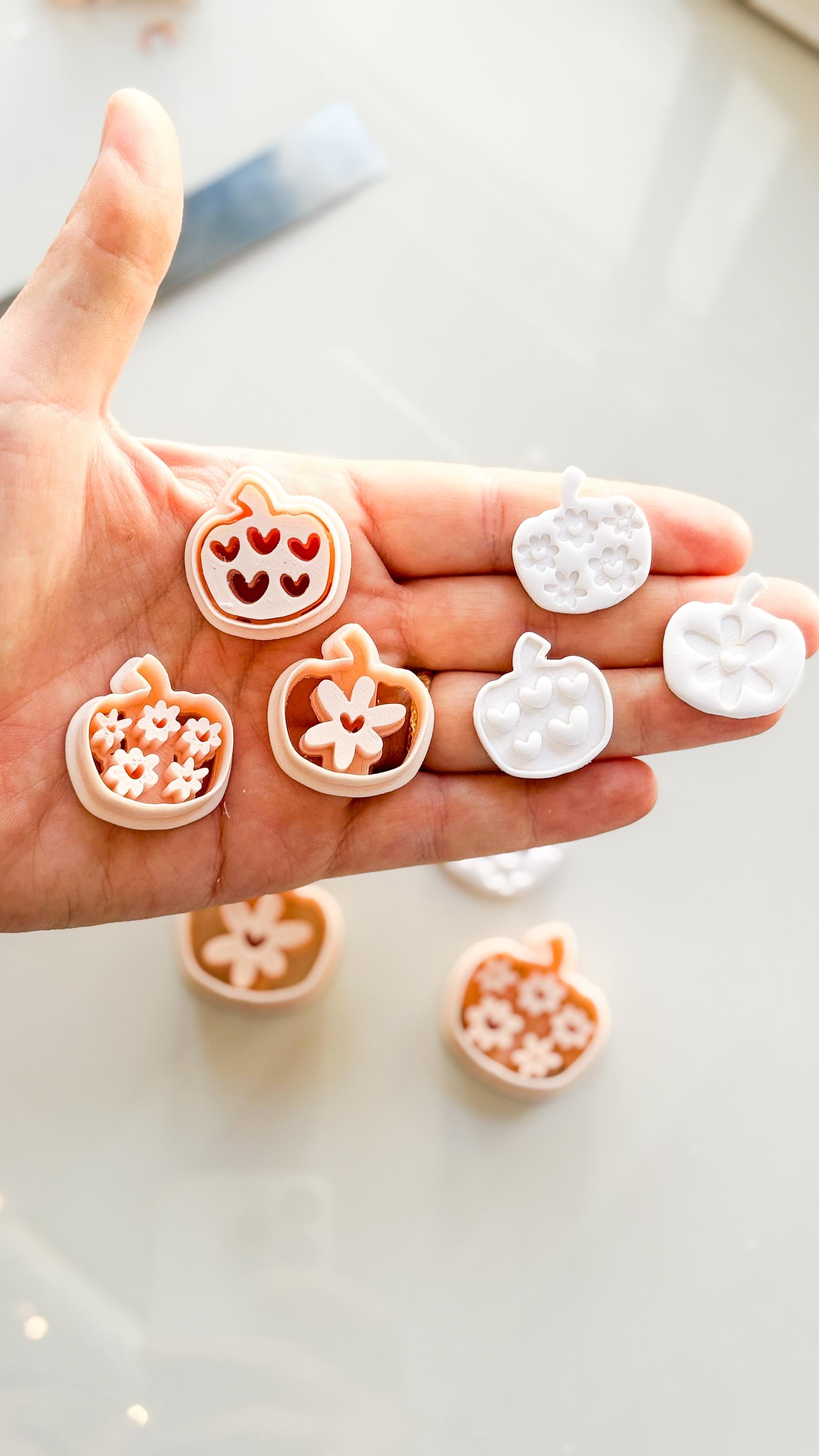 Pretty Pumpkins Cutter Set: Floral and Heart Pumpkin Shapes for Polymer Clay