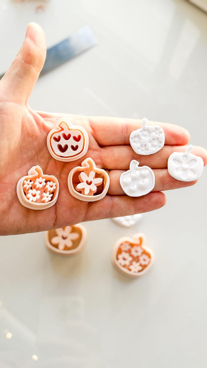 Pretty Pumpkins Cutter Set: Floral and Heart Pumpkin Shapes for Polymer Clay