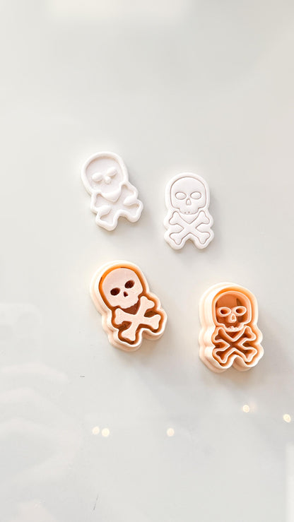 Skull and Bones Cutter Set: Crossbones Halloween Shapes for Polymer Clay