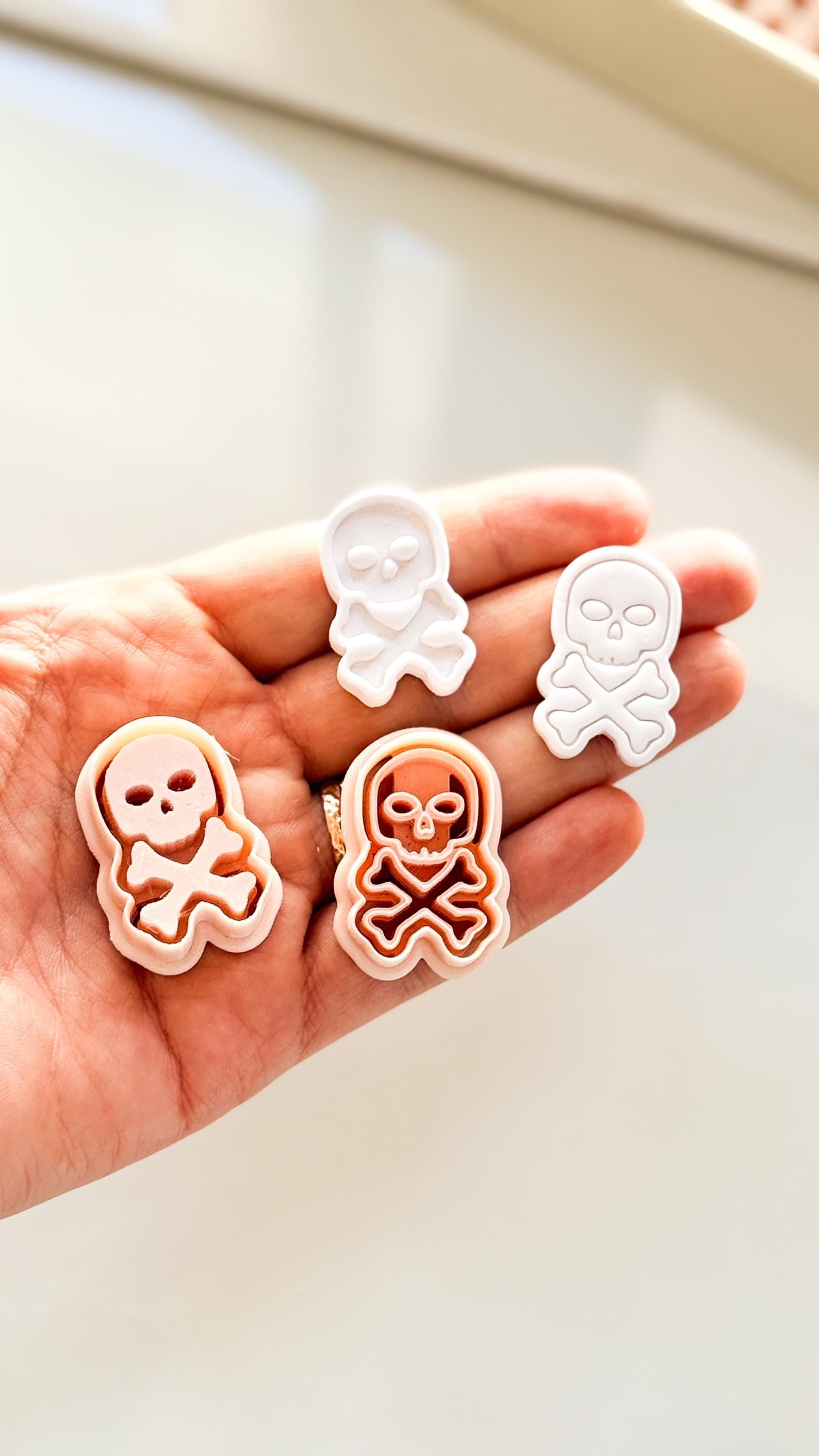 Skull and Bones Cutter Set: Crossbones Halloween Shapes for Polymer Clay