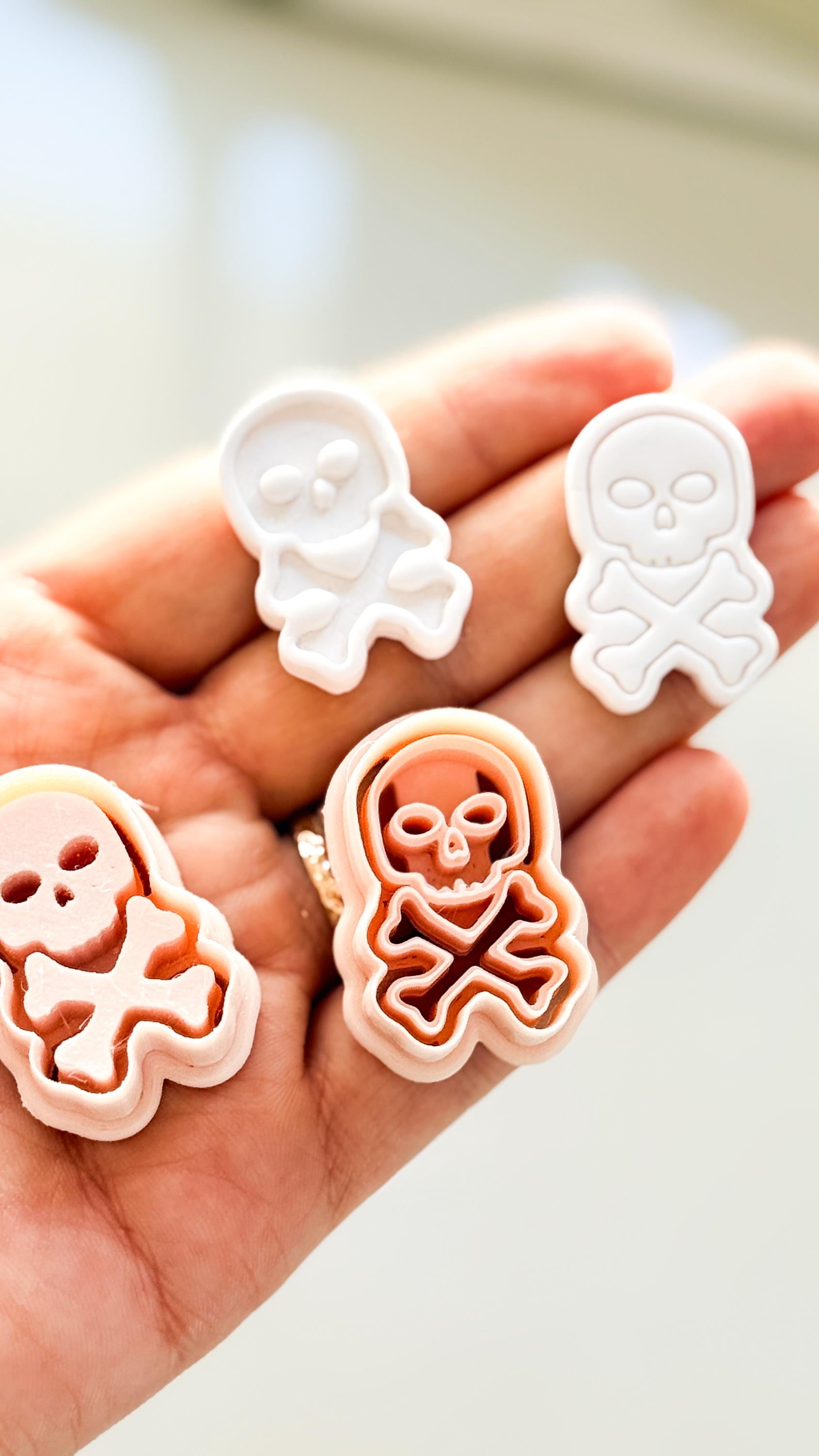 Skull and Bones Cutter Set: Crossbones Halloween Shapes for Polymer Clay