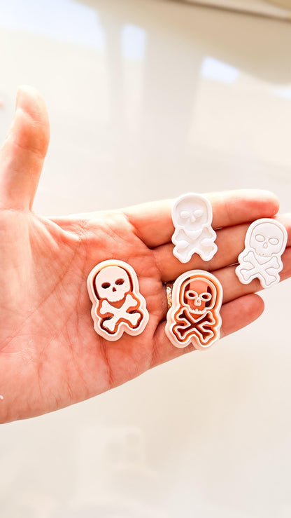 Skull and Bones Cutter Set: Crossbones Halloween Shapes for Polymer Clay