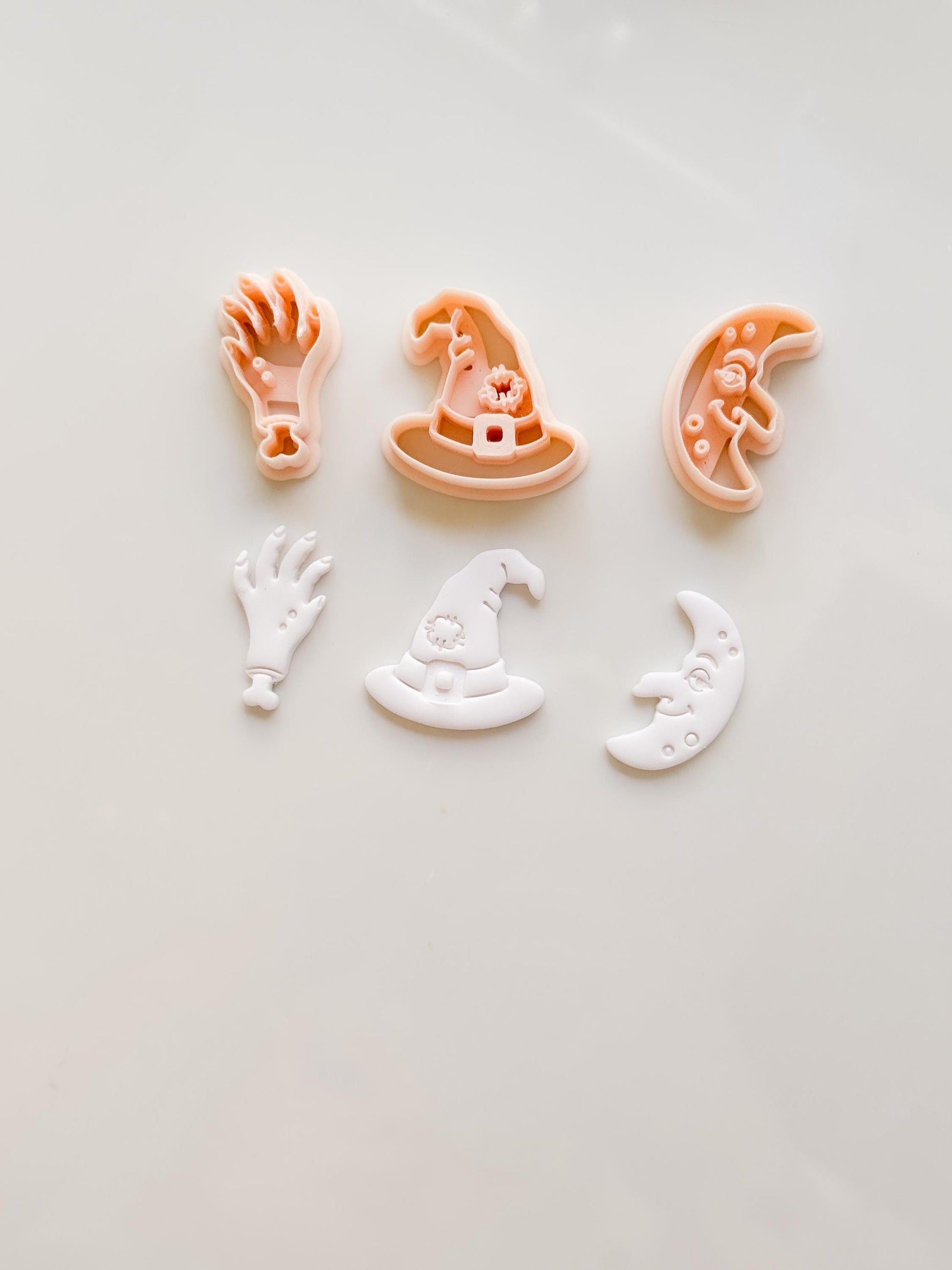 Ugly Halloween Cutters: Witch Hat, Creepy Hand & Moon Shapes for Polymer Clay