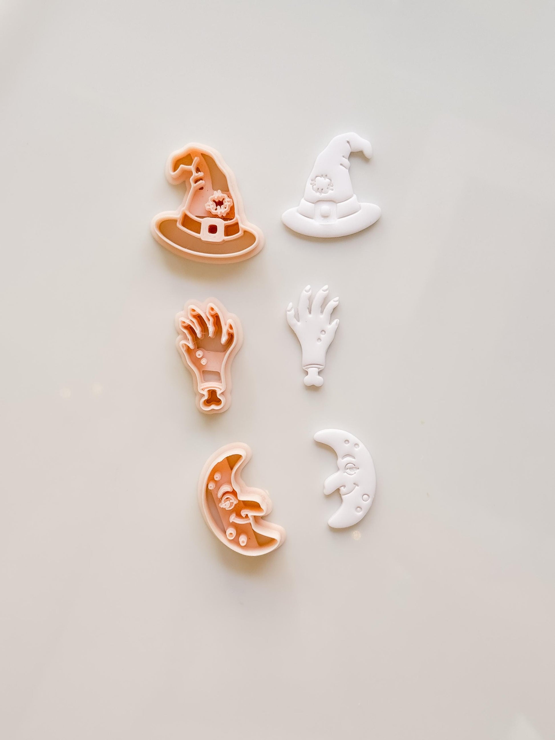 Ugly Halloween Cutters: Witch Hat, Creepy Hand & Moon Shapes for Polymer Clay