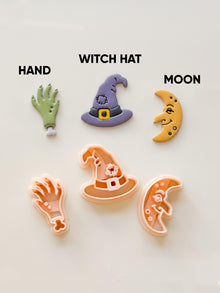 Ugly Halloween Cutters: Witch Hat, Creepy Hand & Moon Shapes for Polymer Clay