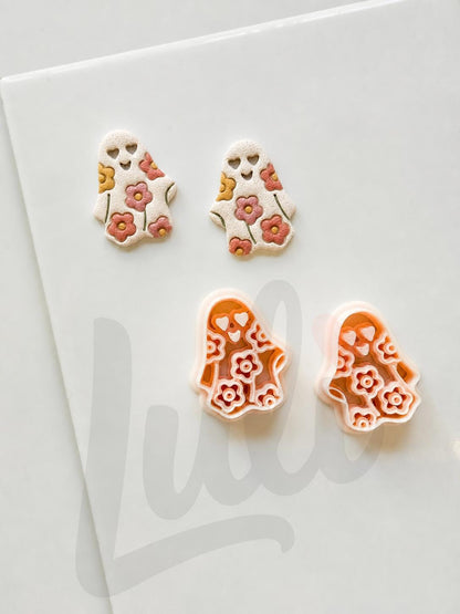 Floral Ghost Cutter: Flower Pattern Halloween Shape for Polymer Clay