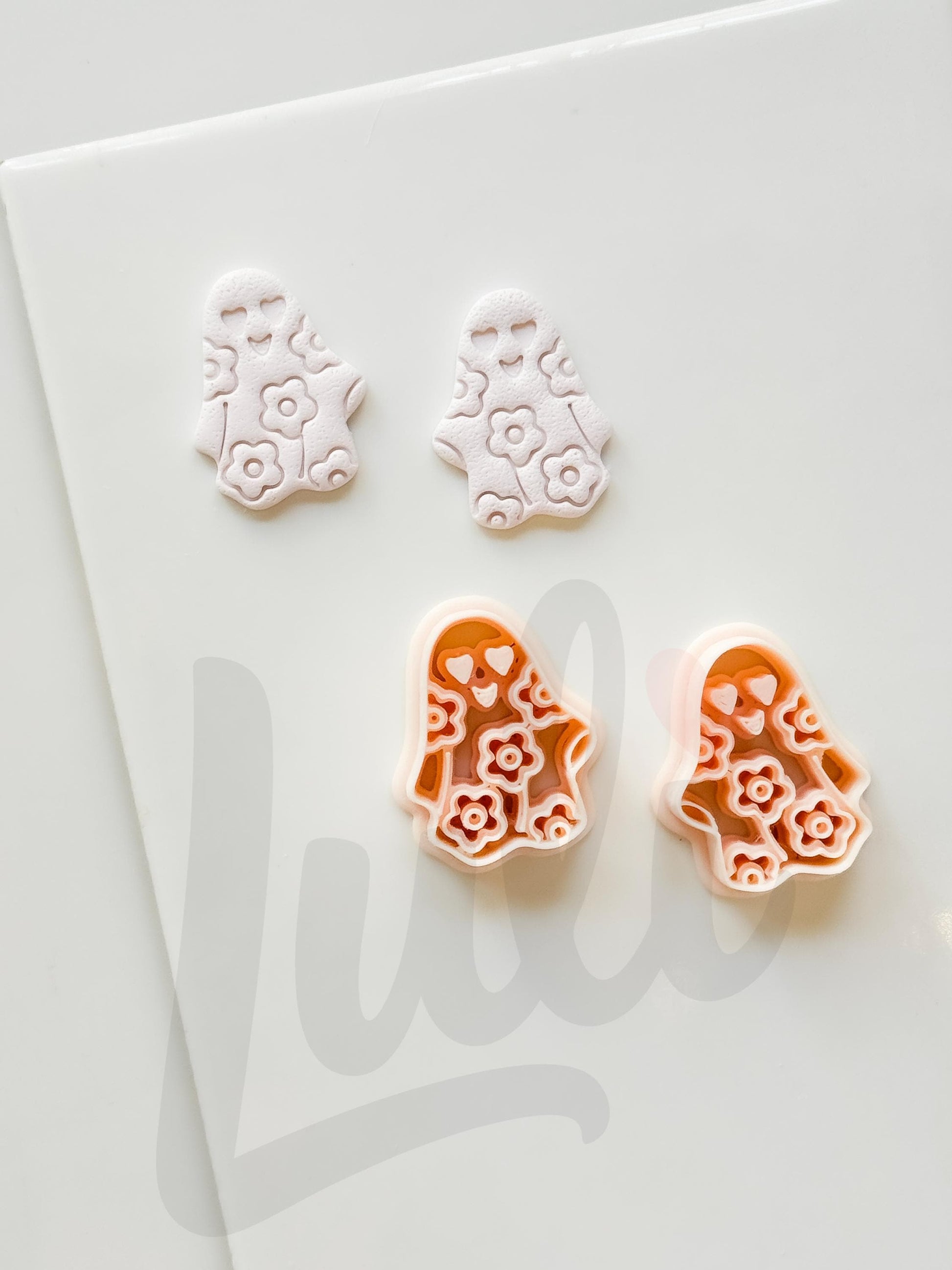 Floral Ghost Cutter: Flower Pattern Halloween Shape for Polymer Clay