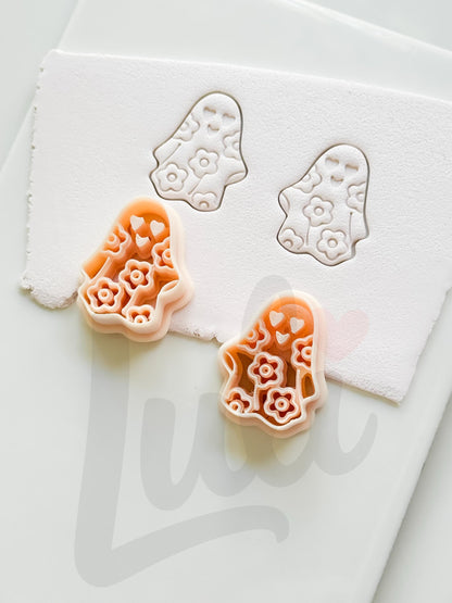 Floral Ghost Cutter: Flower Pattern Halloween Shape for Polymer Clay