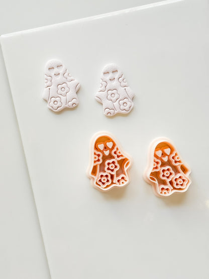 Floral Ghost Cutter: Flower Pattern Halloween Shape for Polymer Clay