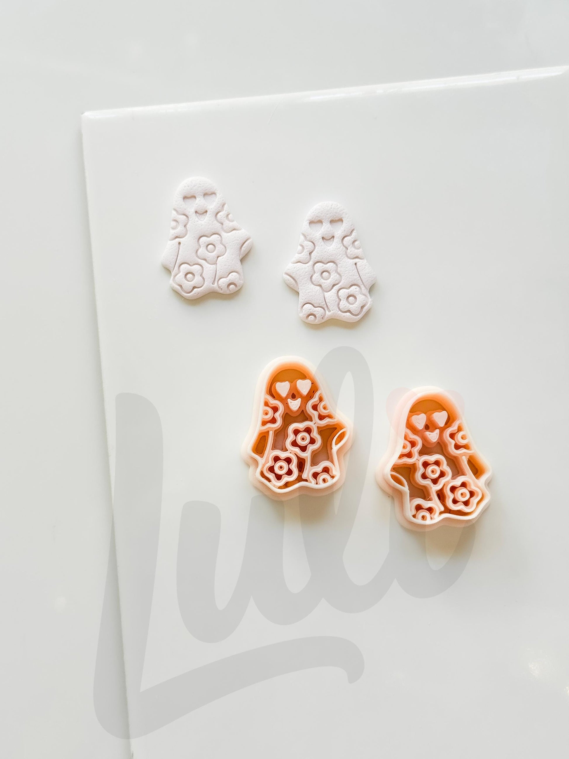 Floral Ghost Cutter: Flower Pattern Halloween Shape for Polymer Clay