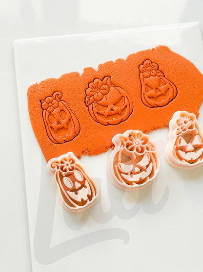 Floral Pumpkins Cutter: Flower Jack O Lantern Design for Polymer Clay
