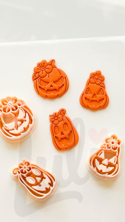Floral Pumpkins Cutter: Flower Jack O Lantern Design for Polymer Clay