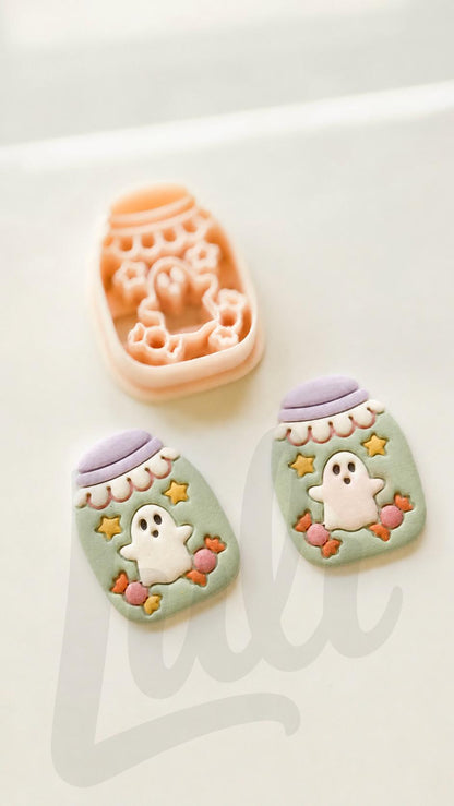 Ghost Candy Jar Cutter: Halloween Treat Container Design for Polymer Clay