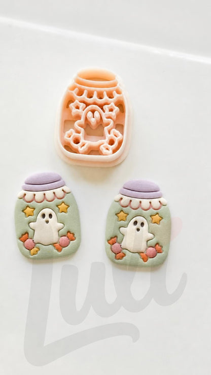 Ghost Candy Jar Cutter: Halloween Treat Container Design for Polymer Clay
