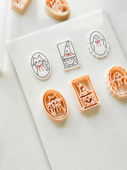 Halloween Portraits Cutters: Vintage Spooky Cameo Frames for Polymer Clay