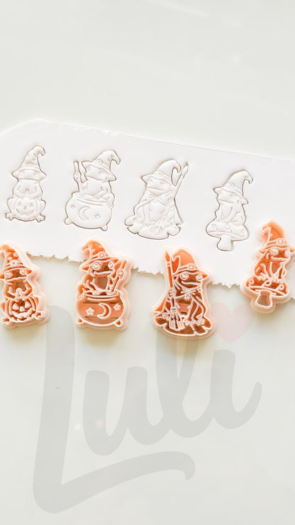 Whimsy Halloween Frogs Cutters: Witchy Frog Designs for Polymer Clay