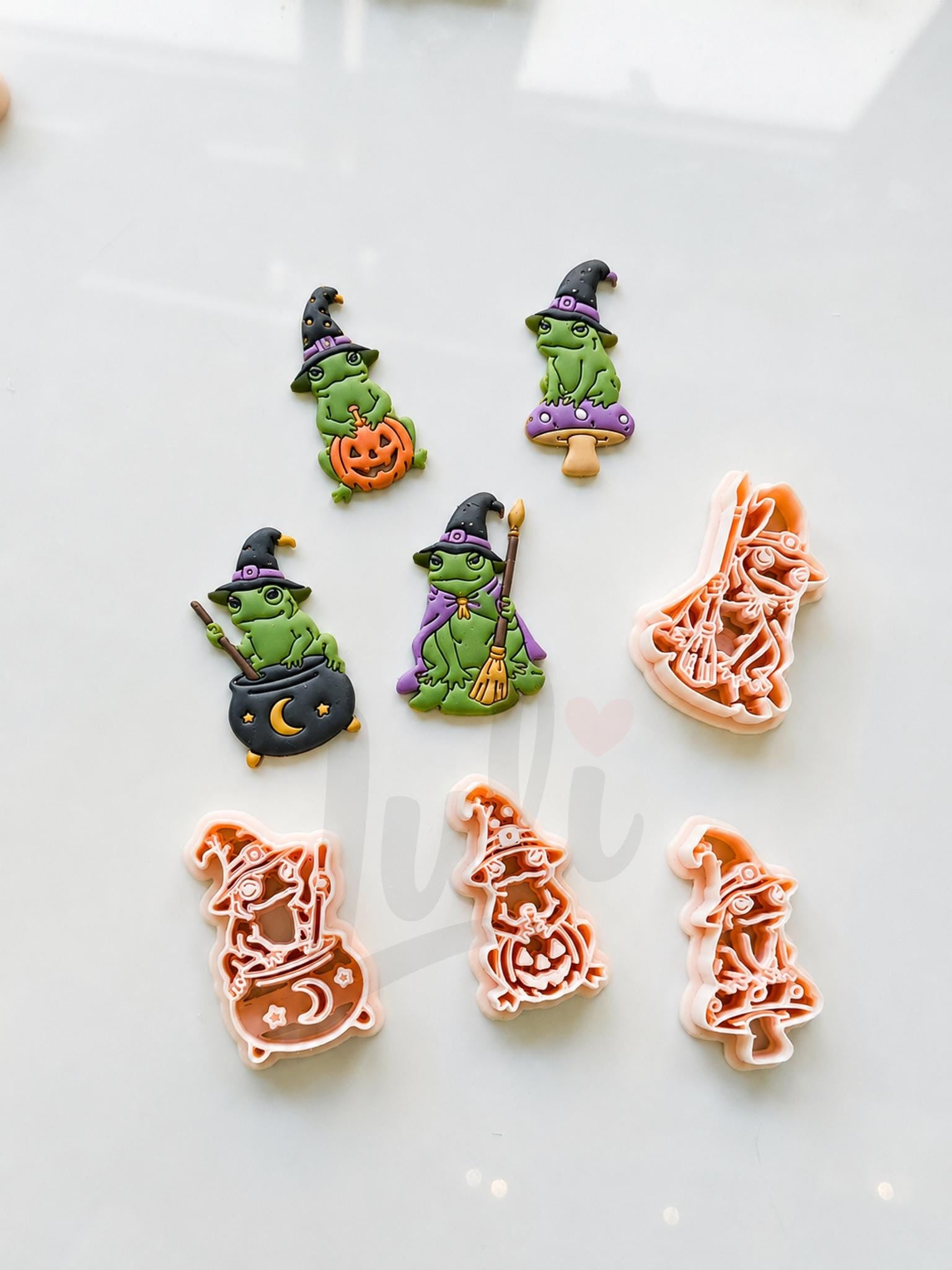 Whimsy Halloween Frogs Cutters: Witchy Frog Designs for Polymer Clay