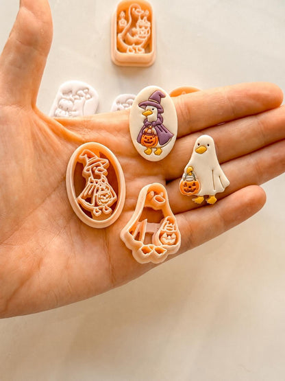 Pumpkin Duck Parade Cutter: Halloween Duck Trio for Polymer Clay