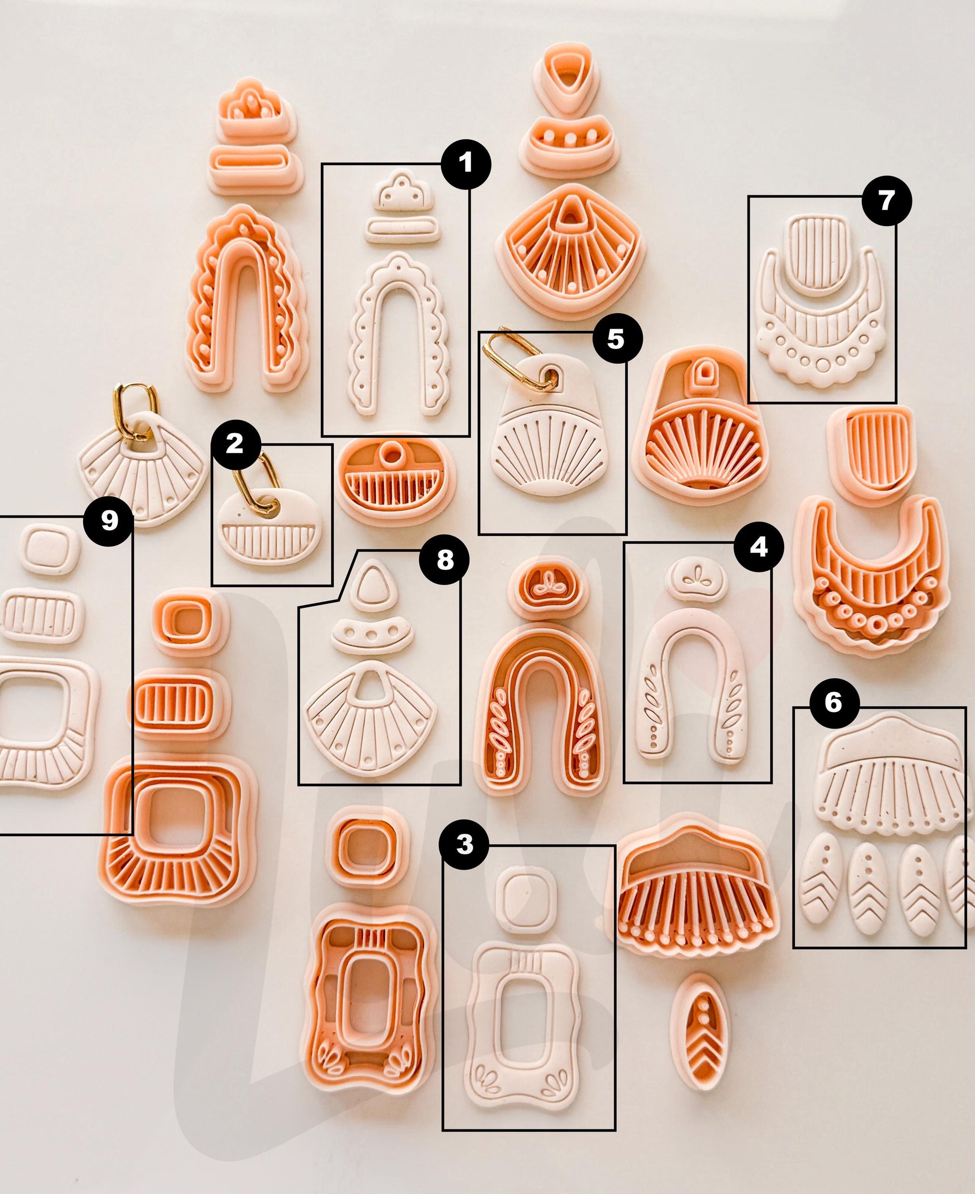Earthy Earring Cutters: Boho Arch Dangle Collection for Polymer Clay