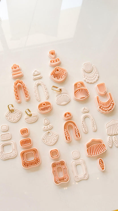 Earthy Earring Cutters: Boho Arch Dangle Collection for Polymer Clay