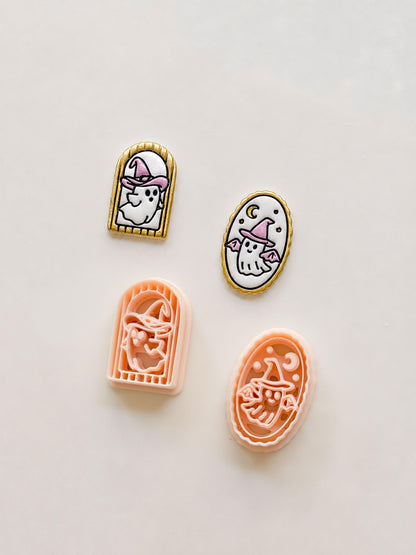 Ghost in Arched Frame Cutter: Witch Halloween Design for Polymer Clay