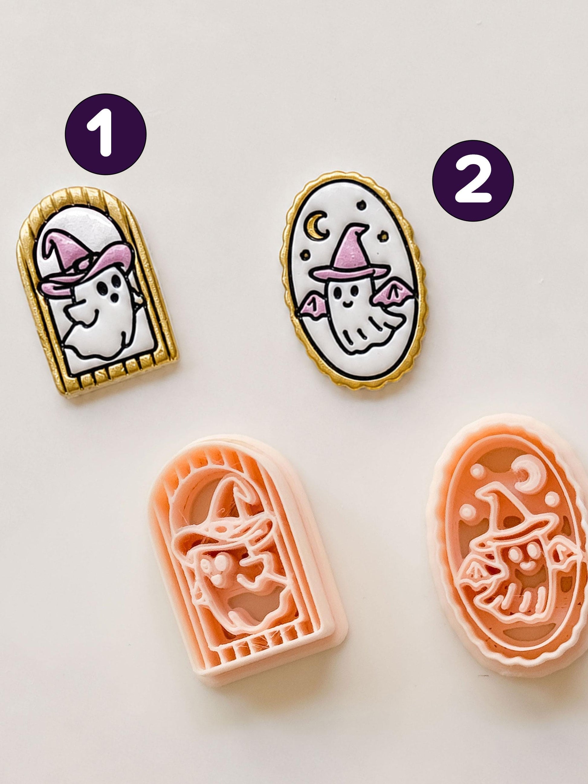 Ghost in Arched Frame Cutter: Witch Halloween Design for Polymer Clay