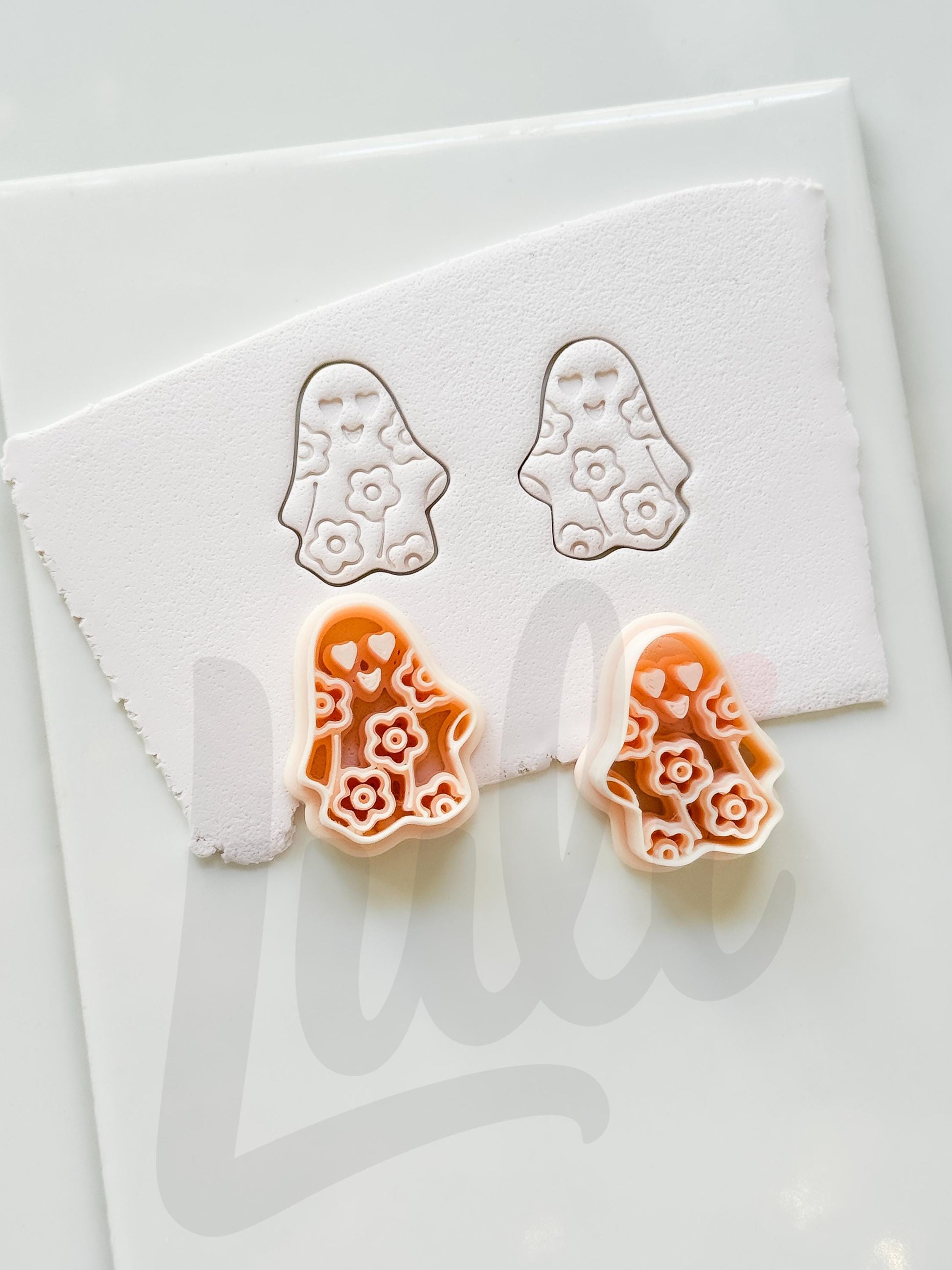 Floral Ghost Cutter: Flower Pattern Halloween Shape for Polymer Clay