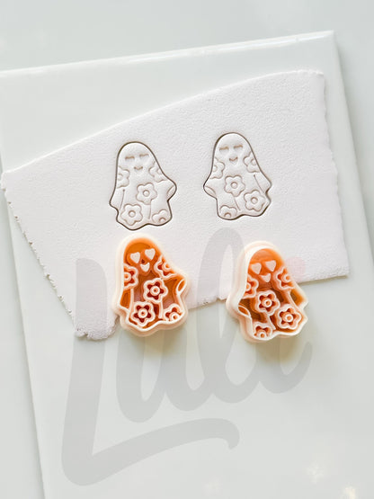 Floral Ghost Cutter: Flower Pattern Halloween Shape for Polymer Clay
