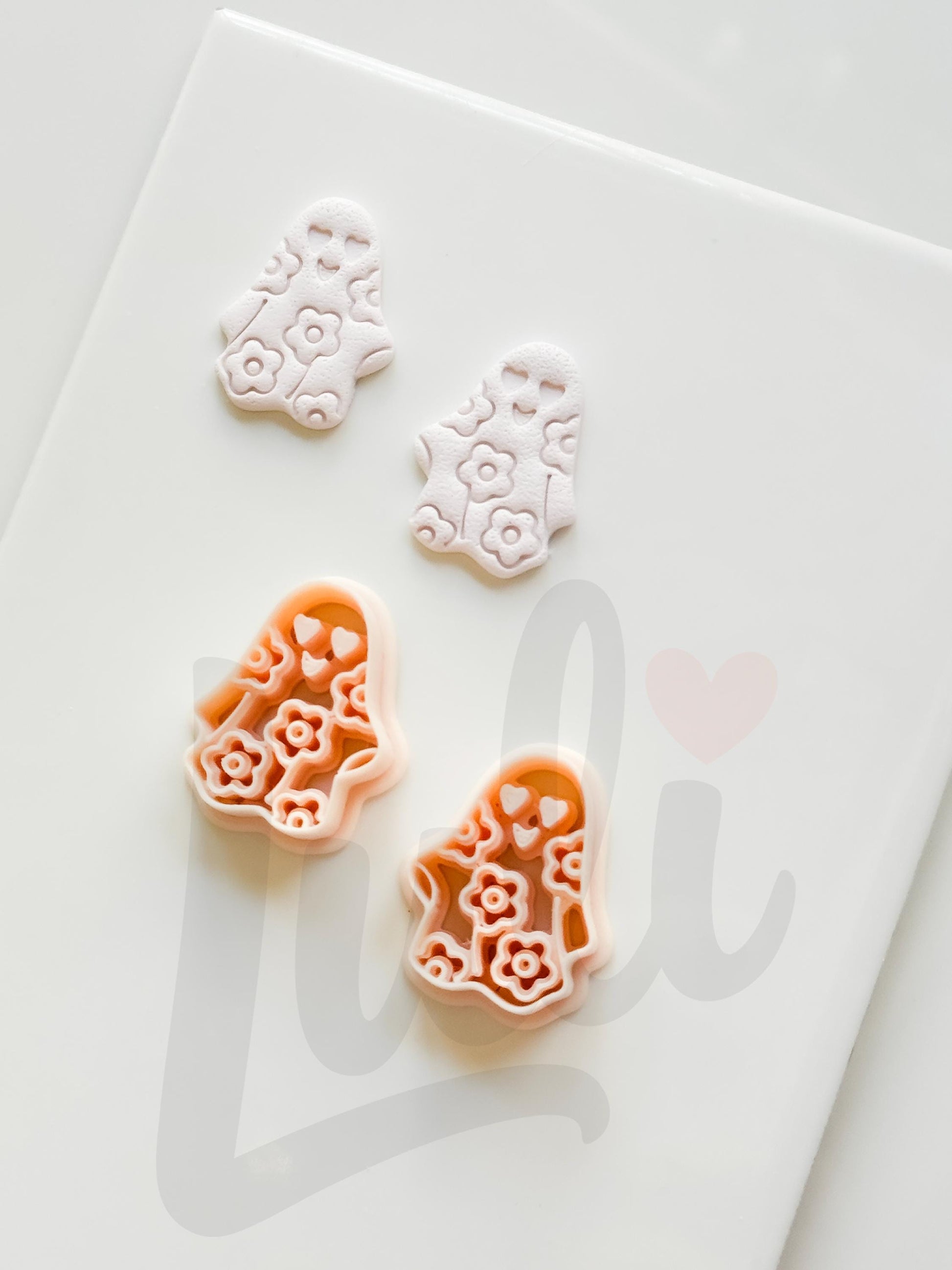 Floral Ghost Cutter: Flower Pattern Halloween Shape for Polymer Clay
