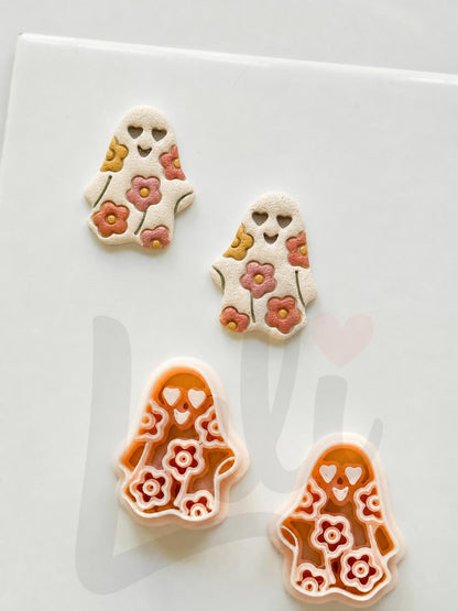 Floral Ghost Cutter: Flower Pattern Halloween Shape for Polymer Clay