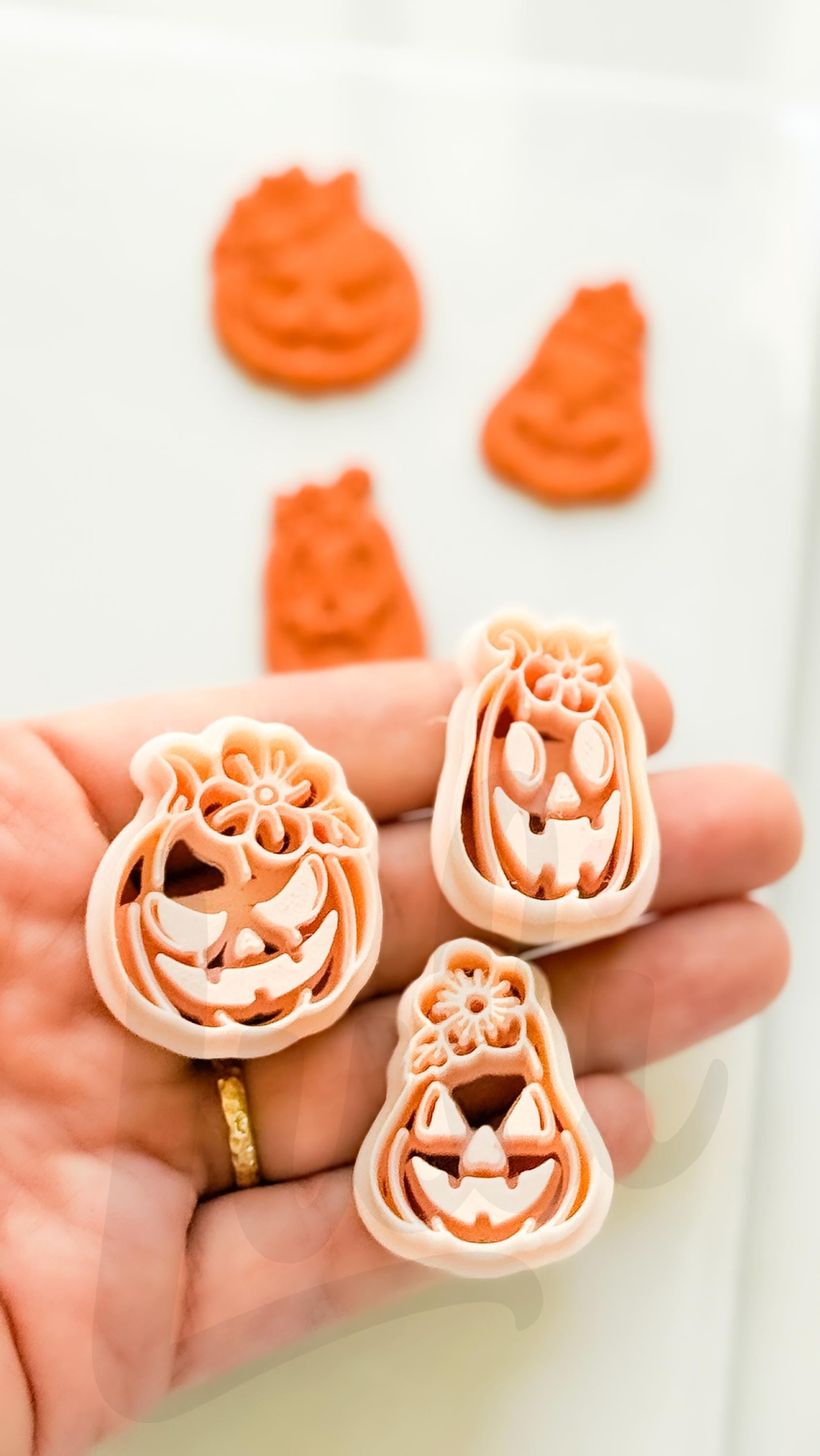 Floral Pumpkins Cutter: Flower Jack O Lantern Design for Polymer Clay
