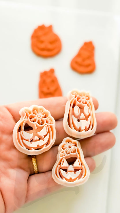 Floral Pumpkins Cutter: Flower Jack O Lantern Design for Polymer Clay
