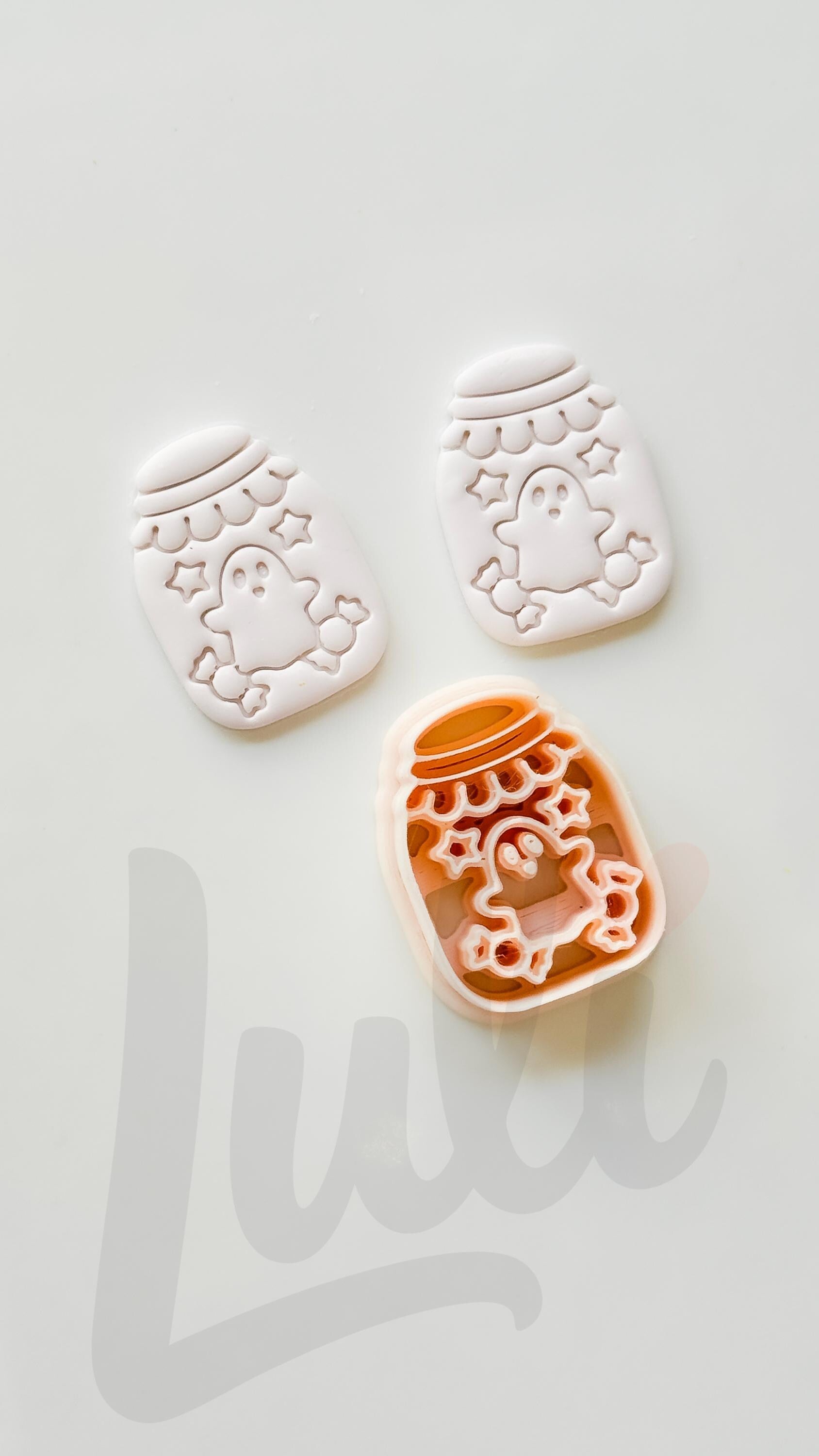 Ghost Candy Jar Cutter: Halloween Treat Container Design for Polymer Clay