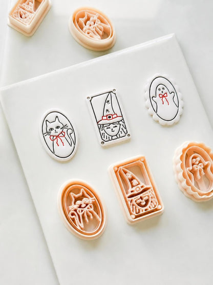 Halloween Portraits Cutters: Vintage Spooky Cameo Frames for Polymer Clay