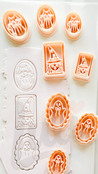 Halloween Portraits Cutters: Vintage Spooky Cameo Frames for Polymer Clay