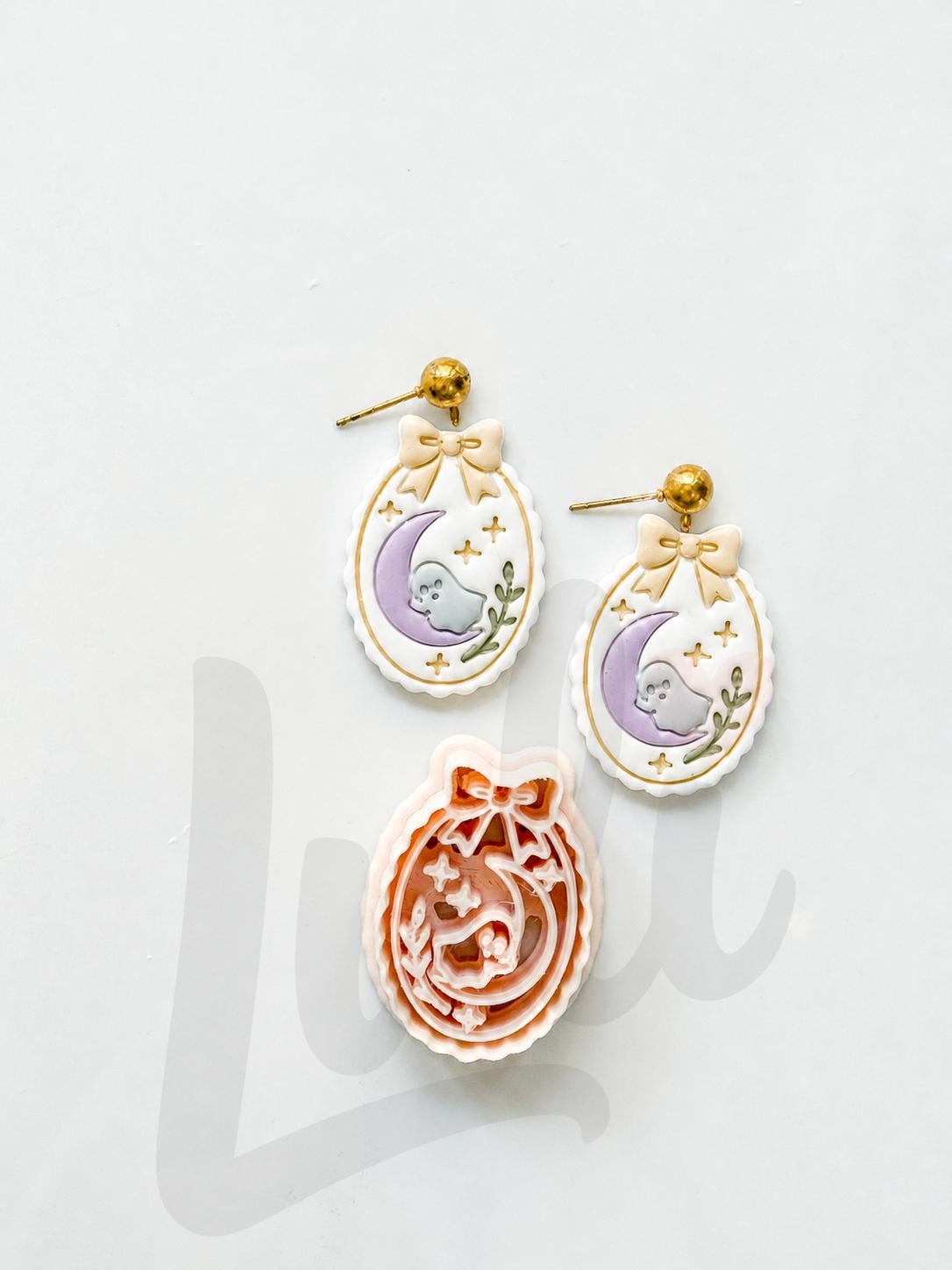 Ghost Sleeping on Moon Cutter: Dreamy Crescent Spirit Shape for Polymer Clay