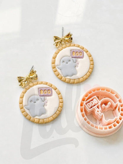 Boo Sign Cutter: Ghost Plaque Shape for Polymer Clay