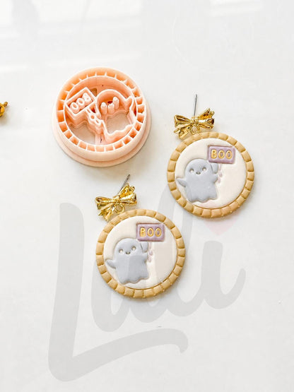 Boo Sign Cutter: Ghost Plaque Shape for Polymer Clay
