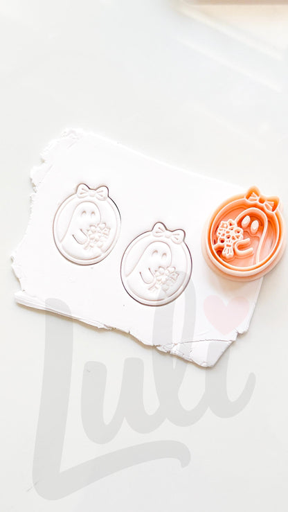 Ghost with Bouquet Cutter: Floral Spirit Shape for Polymer Clay