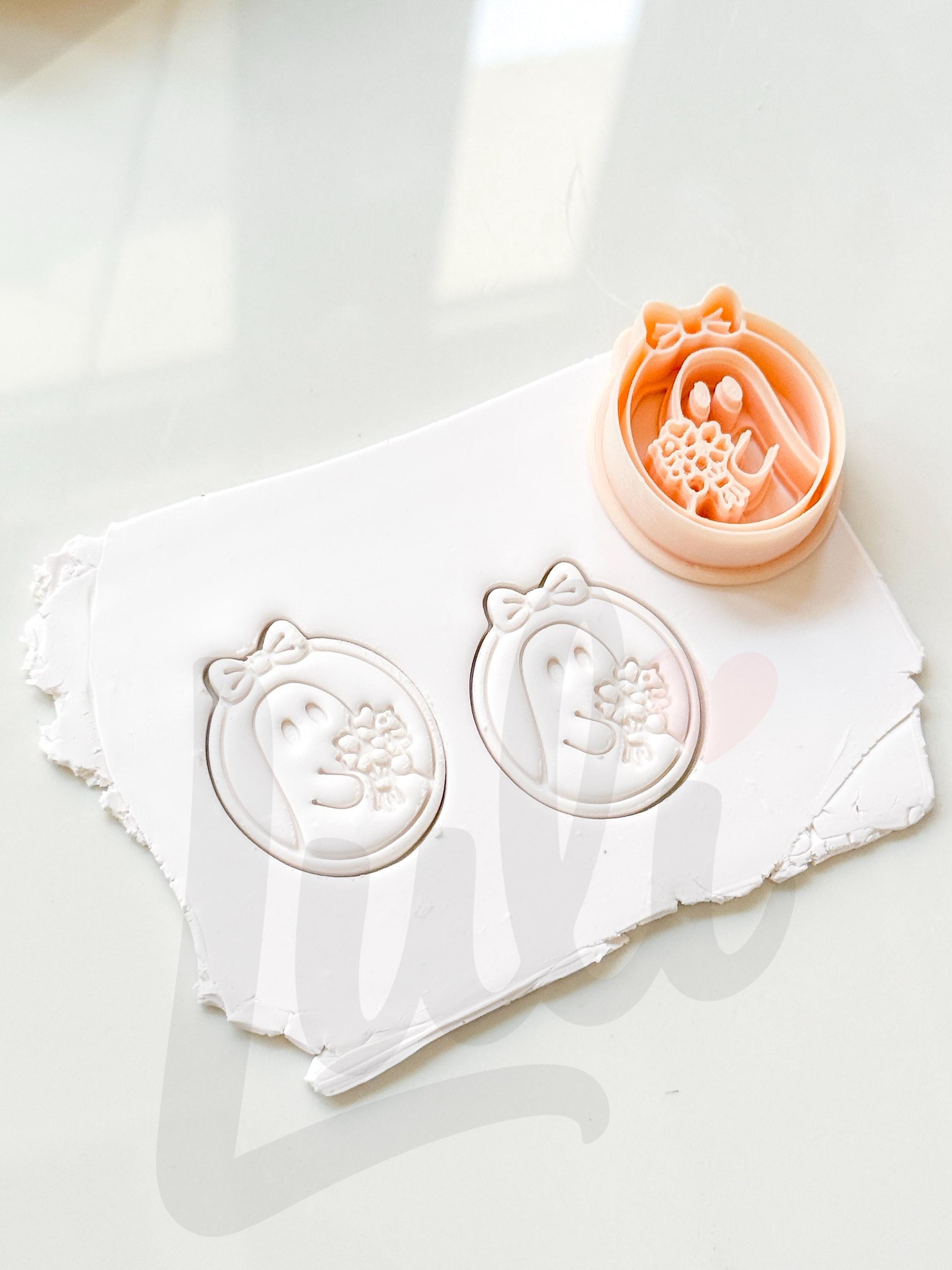 Ghost with Bouquet Cutter: Floral Spirit Shape for Polymer Clay