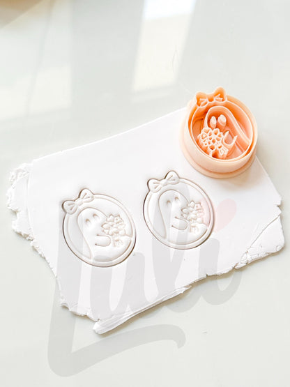 Ghost with Bouquet Cutter: Floral Spirit Shape for Polymer Clay