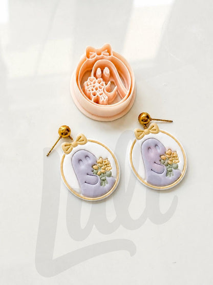 Ghost with Bouquet Cutter: Floral Spirit Shape for Polymer Clay