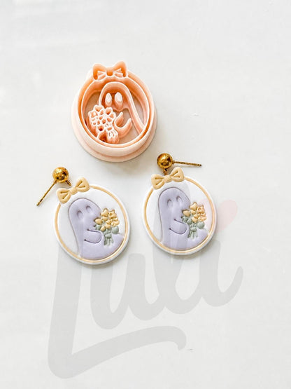 Ghost with Bouquet Cutter: Floral Spirit Shape for Polymer Clay