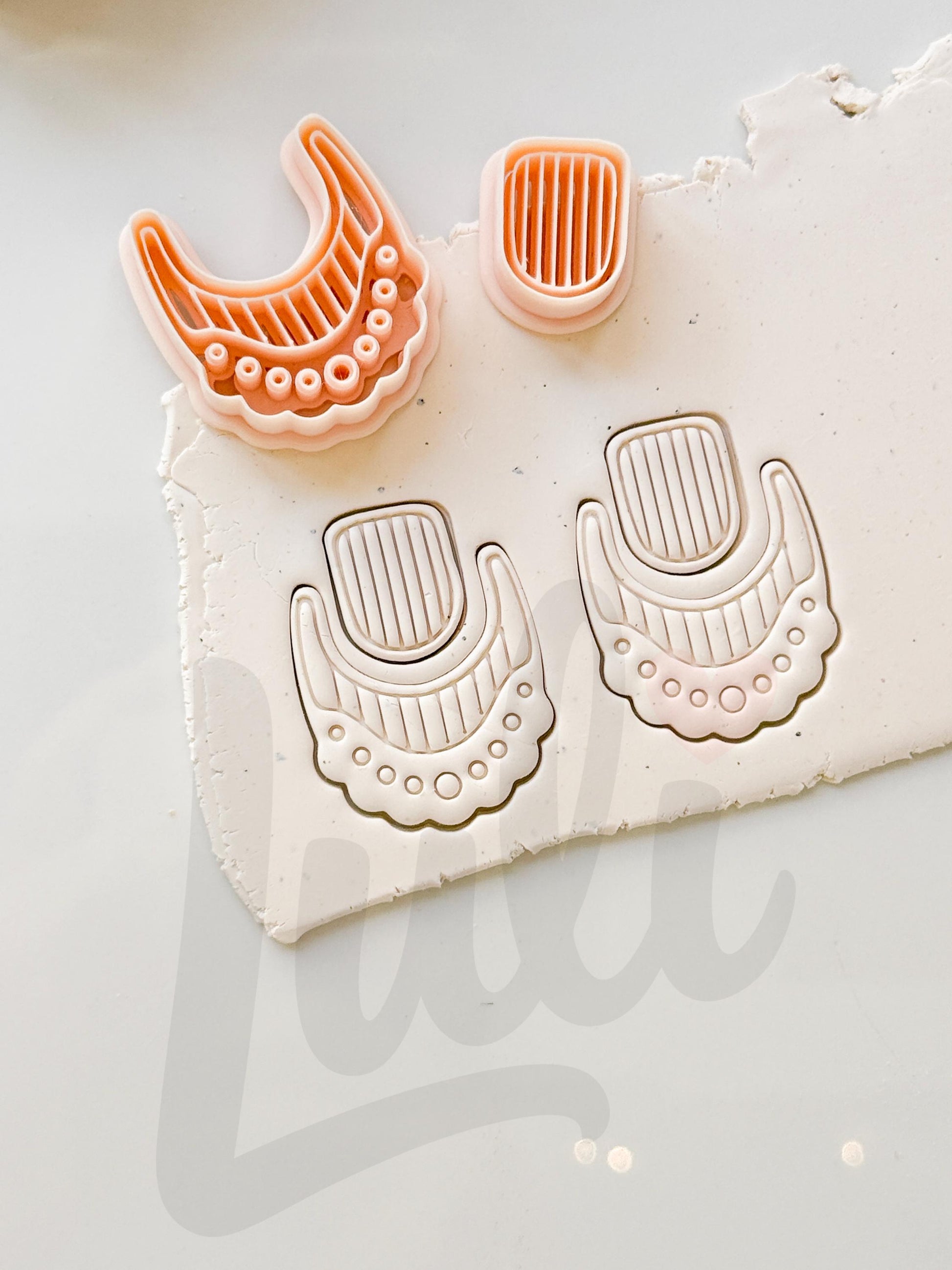 Earthy Earring Cutters: Boho Arch Dangle Collection for Polymer Clay