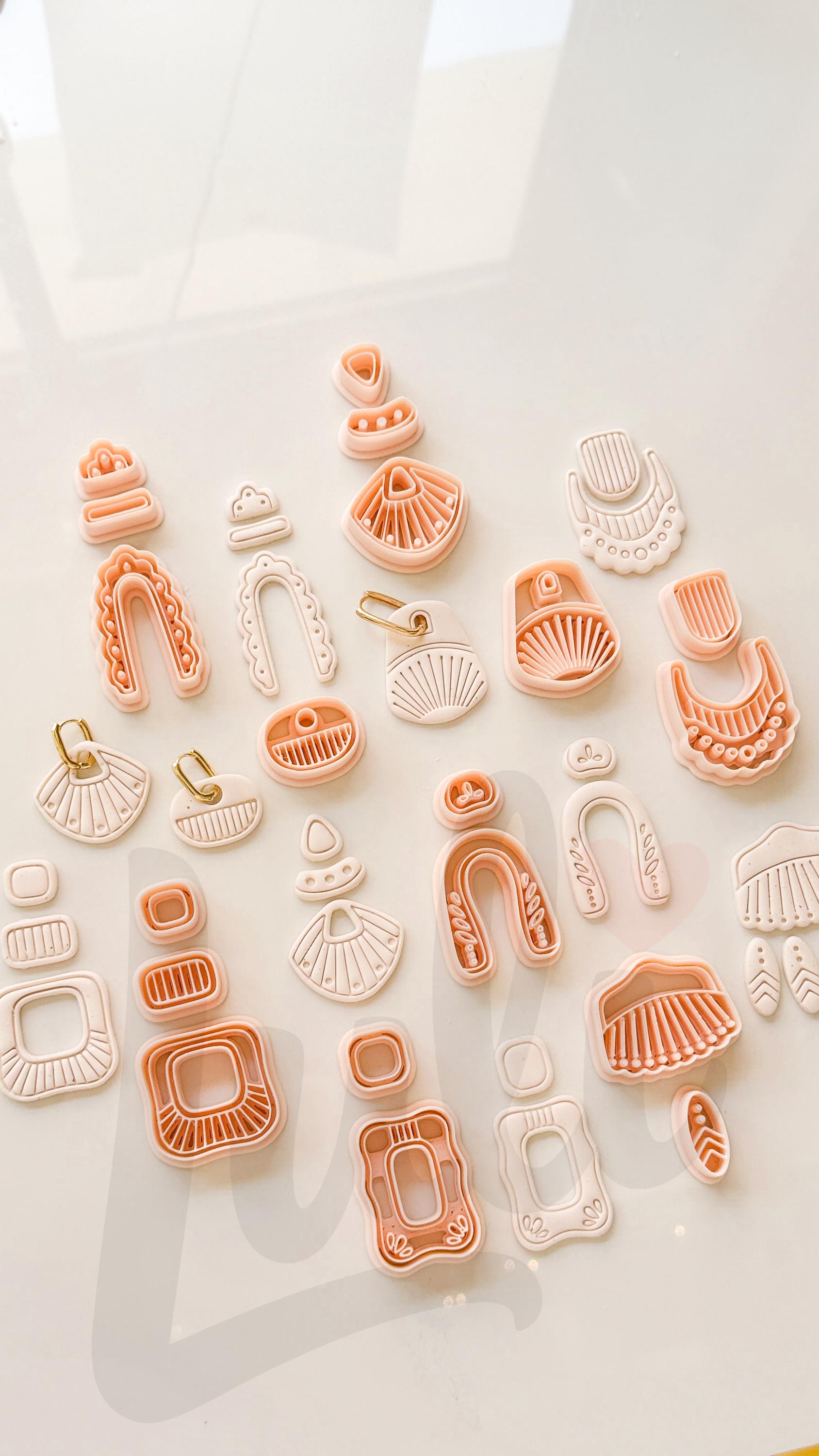 Earthy Earring Cutters: Boho Arch Dangle Collection for Polymer Clay