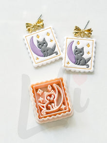 Cat on the Moon Cutter: Celestial Feline Scene for Polymer Clay