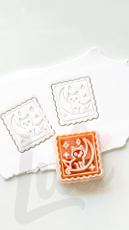 Cat on the Moon Cutter: Celestial Feline Scene for Polymer Clay