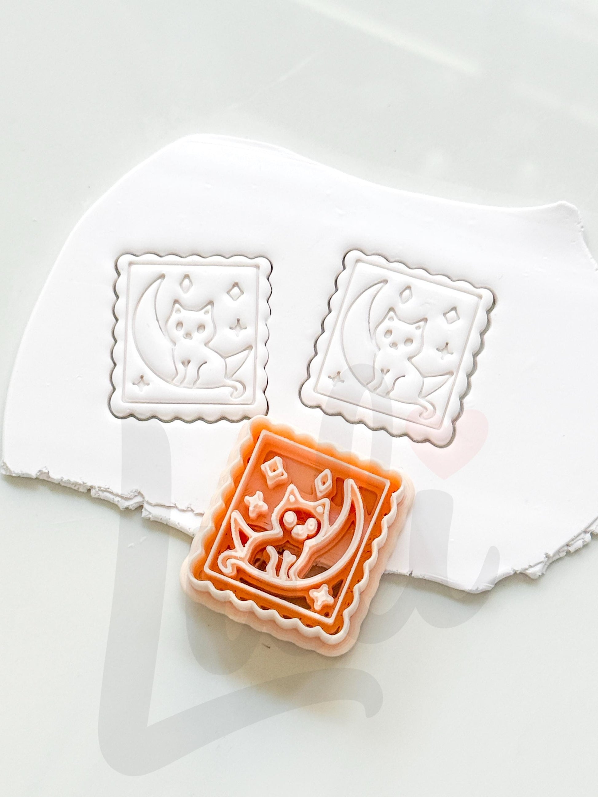 Cat on the Moon Cutter: Celestial Feline Scene for Polymer Clay